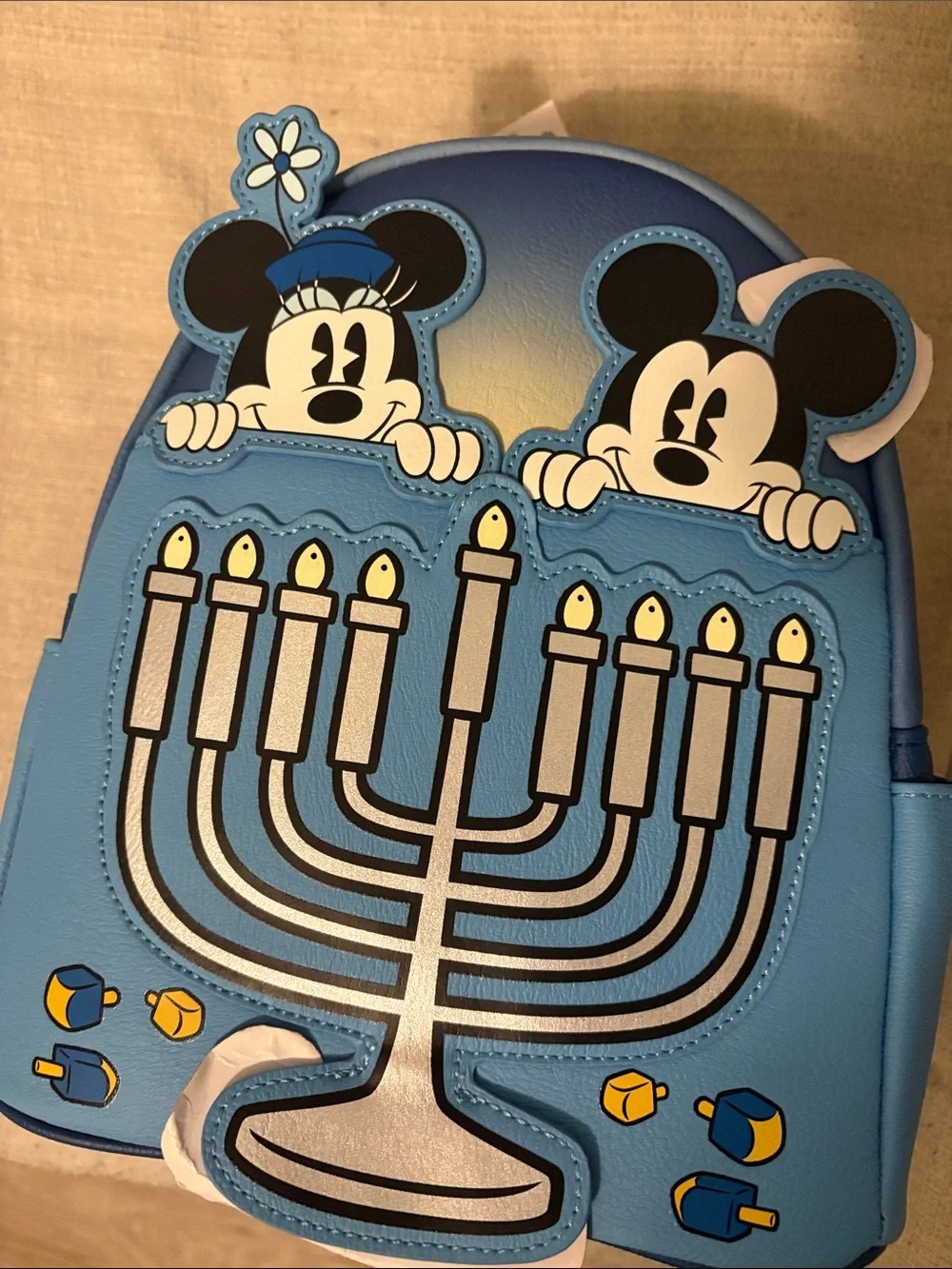 Disney Blue Mickey & Minnie Menorah Loungefly Backpack, BNWT